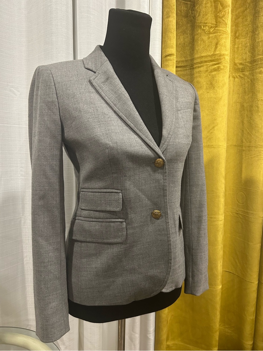 J. Crew Women's School Boy Grey Tailored Blazer Jacket 98% Wool